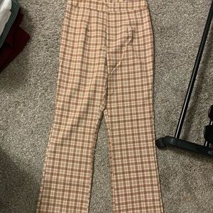 Wide leg plaid pants